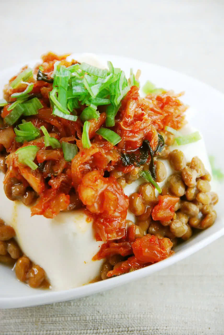 Natto kết hợp Kim chi + Đậu hủ non
